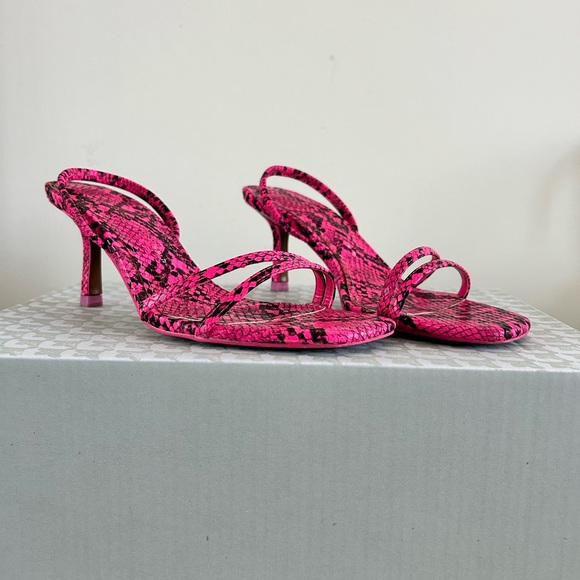 Pink Faux Snakeskin Kitten Heels - Picture 2 of 3